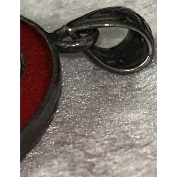 Sterling Silver Red Coral Disc Pendant Handcrafted Bali Thai Style Scrollwork - Picture 7 of 9